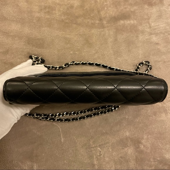 Chanel Lambskin Quilted Wallet On Chain Black with Silver hardware PRELOVED - Picture 7 of 14